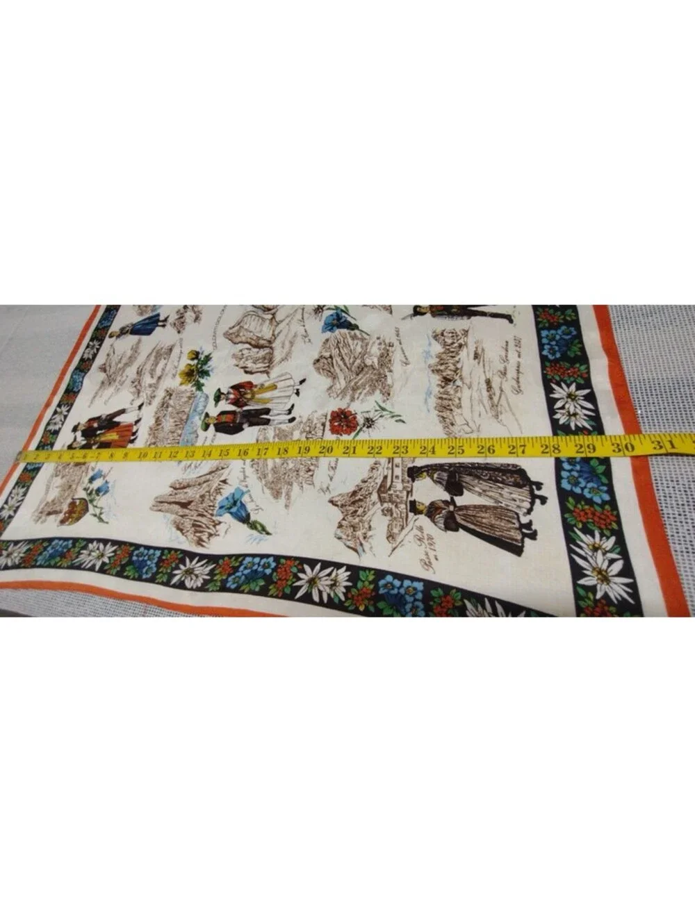 Vintage 60s Italian Adieffe Scarf Brown Colors Italian People MADE ITALY Acetate